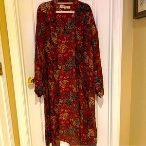 Free People Burgundy Floral Kimono